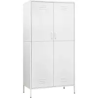 The Living Store Armoire blanche 90x50x180 cm acier