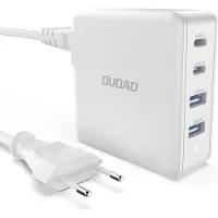Dudao Adapter GAN 100W Type Cx2+ 2xUSB White Universal AC Fast charging Indoor
