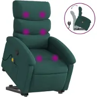 vidaXL Fauteuil de massage avec releveur Vert foncé Tissu