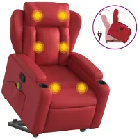 vidaXL Fauteuil de massage avec releveur Rouge similicuir