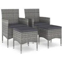 vidaXL 4-tlg. Set de hotte de jardin et d'hochet Poly Rattan Grau