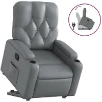 vidaXL Fauteuil relax avec releveur Gris Similicuir