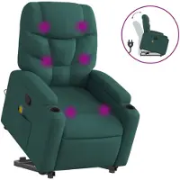 vidaXL Fauteuil de massage avec releveur Vert foncé Tissu