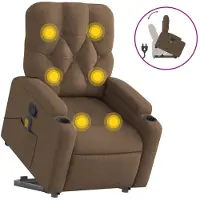 vidaXL Fauteuil de massage avec releveur Marron Tissu