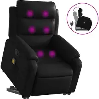 vidaXL Fauteuil de massage avec releveur Noir similicuir