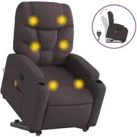 vidaXL Fauteuil de massage avec releveur Tissu marron foncé