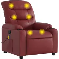 vidaXL Fauteuil de massage vin rouge similicuir