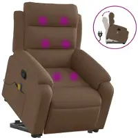 vidaXL Fauteuil de massage avec releveur Marron Tissu