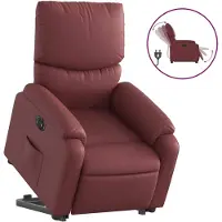 vidaXL Fauteuil relax releveur électrique vin rouge similicuir