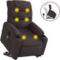 vidaXL Fauteuil de massage avec releveur Tissu marron foncé
