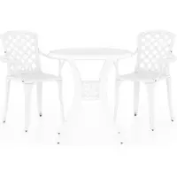 The Living Store Set Bistro 3 pièces fonte d'aluminium blanc