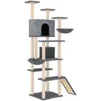 vidaXL Arbre à chat avec colonnes à griffer en sisal gris foncé 191 cm