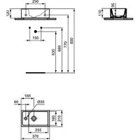 Ideal standard Lave-mains suspendu - rectangle - version gauche - Tempo