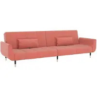 vidaXL Canapé "Hornbek" en velours rose. Dimensions (L/L/H) 220x100x52 cm