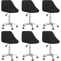 vidaXL Chaise de salle à manger 6 pcs. Pivotantes Noir Similicuir