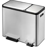 EKO - EcoCasa Recycler Poubelle à pédale 30+15 litres - Acier inoxydable Plastique - Acier inoxydable mat
