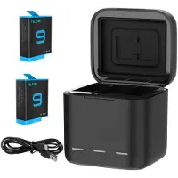 Telesin Chargeur 3 slots pour GoPro Hero 9 /10 /11 /12 + 2 batteries