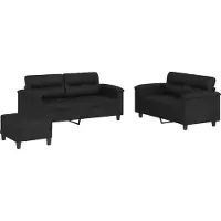 vidaXL Ensemble de canapés 3 pièces avec coussins Noir Similicuir
