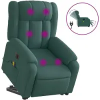 vidaXL Fauteuil de massage électrique avec releveur Tissu vert foncé