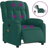 vidaXL Fauteuil de massage électrique Vert foncé Tissu