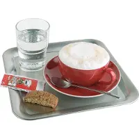 Aps Plat de service pour tasse à café en acier inoxydable 23x23x1,5 cm