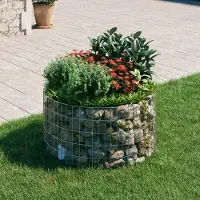 The Living Store Colonne en gabion ronde Acier galvanisé Ø100x50 cm