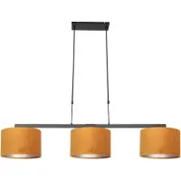 Steinhauer Lampe suspendue noire Stang avec des nuances de velours doré
