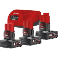 Milwaukee Pack de 3 batteries NRJ M12 6.0Ah - Chargeur 4933459208