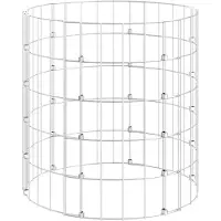 The Living Store Colonne en gabion ronde Acier galvanisé Ø50x50 cm