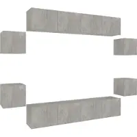 vidaXL Ensemble de 8 meubles TV en bois gris béton