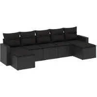 vidaXL Ensemble de salon de jardin 7 pièces avec coussins noir poly rotin