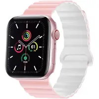 IMoshion Bracelet en silicone magnétique Apple Watch | 38/40/41/42 mm - Roze & Wit / Pink & White