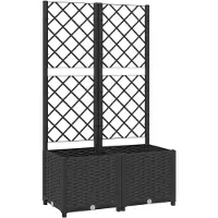 vidaXL Jardinière avec treillis Noir 80x40x136 cm PP