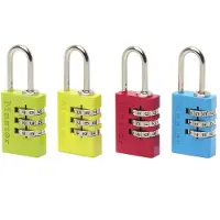 Masterlock 7620EURTCOL Lot de 2 Cadenas à Combinaison Programmable en Aluminium, Couleur Aléatoire, 2 x 5,5 x 0,9 cm