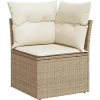 vidaXL Canapé d'angle de jardin avec coussins Beige Poly Rattan