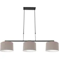 Steinhauer Lampe suspendue noire Stang avec des nuances de lin taupe