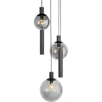 Steinhauer Lampe suspendue Vide Bollique noir avec verre fumé
