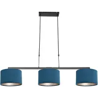Steinhauer Lampe suspendue noire Stang avec des nuances de velours bleu