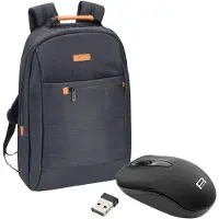 Pedea Elegance Sac à dos pour ordinateur portable jusqu'à 17,3" avec compartiment pour tablette jusqu'à 10,1" et souris sans fil Gris