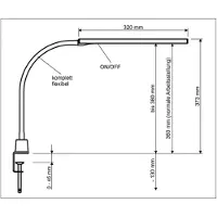 MAUL Lampe LED à pince MAULpirro - 7 W - variateur à 4 niveaux - 390 lm - inclinable - largeur de pince 45 mm - blanc