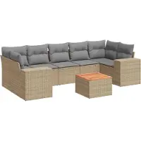 vidaXL Ensemble de jardin canapé 8 pièces avec coussins Beige Poly Rattan