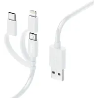 Hama Câble de charge multiple 3en1, USB-A - Micro-USB, USB-C et Lightning, 1,0 m, blanc