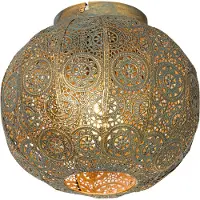 QAZQA Plafonnier oriental doré avec vert 28,5 cm - Baloo