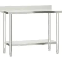 vidaXL Table de travail de cuisine avec rebord 110x55x93 cm inox