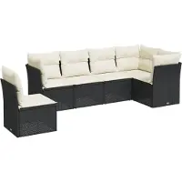 vidaXL Ensemble de salon de jardin 6 pièces avec coussins noir poly rotin