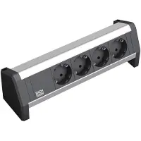 Bachmann DESK 1 - Bâti de prises - CA 230 V - entrée, entrée GST18 - prises de sortie : 4 - Allemagne - noir, aluminium anodisé (902.0049)