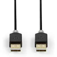 Nedis Câble USB - USB 2.0 - USB-A mâle - USB-A mâle - 480 Mbps - plaqué or - 2.00 m - rond - PVC - anthracite - boîte