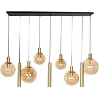 Steinhauer Lampe suspendue pour table à manger Bollique or avec verre ambré