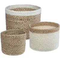 H&S Lot de paniers Atmosphera Jackson – 3 pièces – 11 x 10 cm – 16 x 12,2 cm – 19 x 14,5 cm – Jute blanc (3x)