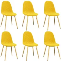 The Living Store Chaises de salle à manger 6 pcs jaune moutarde velours